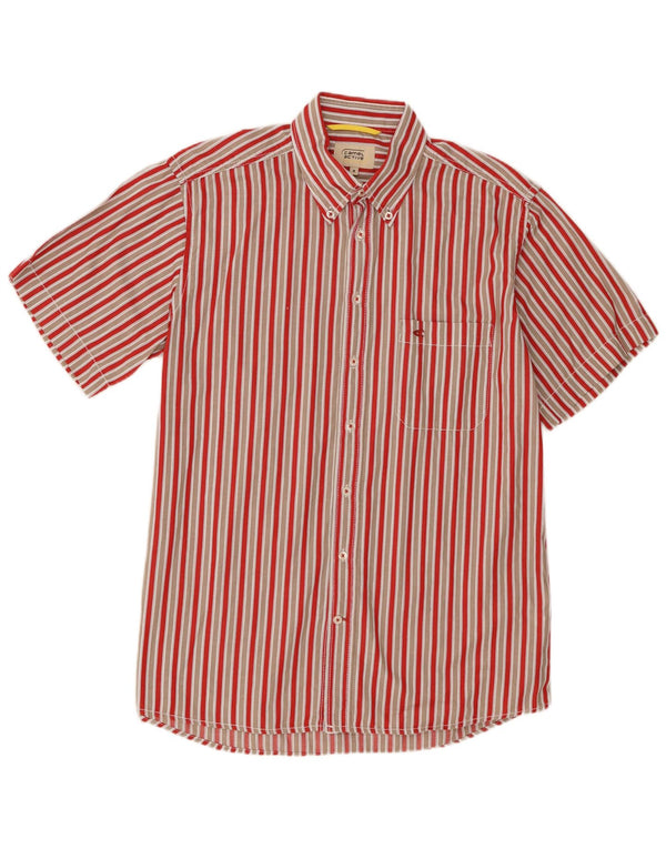 Camel Active Mens Short Sleeve Shirt Medium Red Striped Cotton