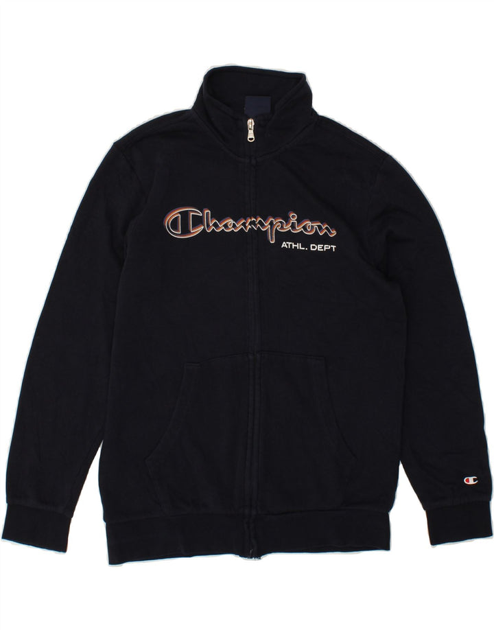 CHAMPION Boys Graphic Tracksuit Top Jacket 11-12 Years Large Navy Blue Vintage Champion and Second-Hand Champion from Messina Hembry 