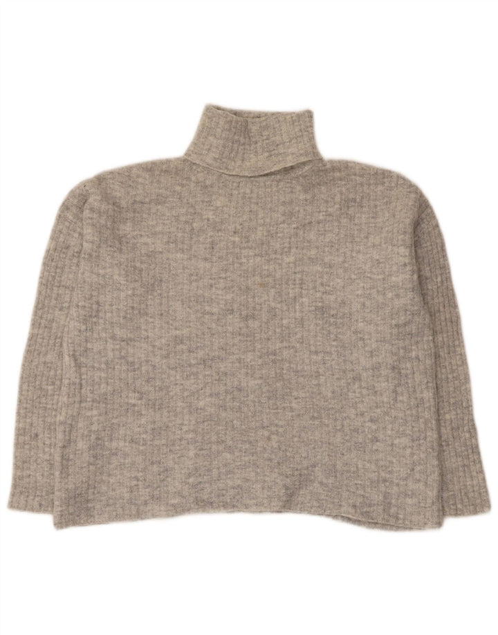 Massimo Dutti Womens Oversized Roll Neck Jumper Sweater UK 10 Small Grey