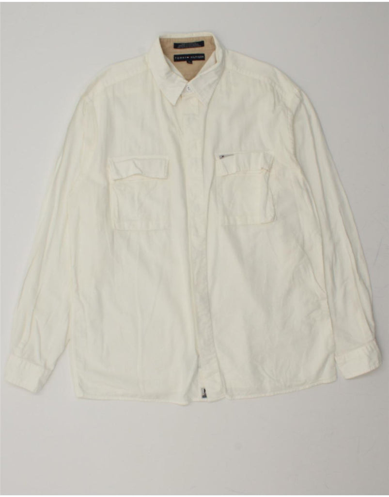 TOMMY HILFIGER Mens Shirt XL White Cotton Vintage Tommy Hilfiger and Second-Hand Tommy Hilfiger from Messina Hembry 
