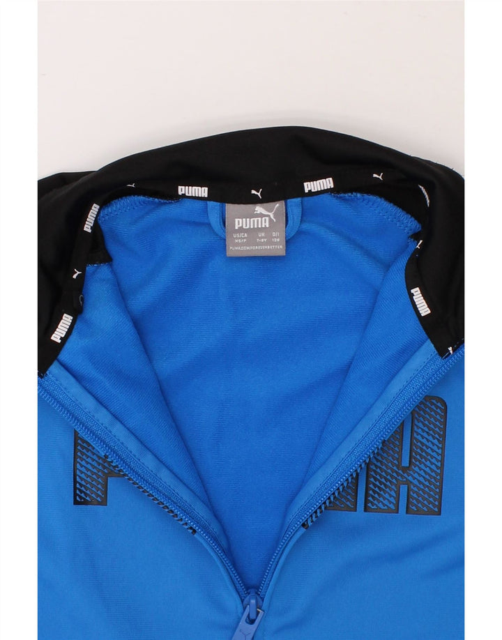 PUMA Boys Graphic Tracksuit Top Jacket 7-8 Years Small  Blue Colourblock Vintage Puma and Second-Hand Puma from Messina Hembry 