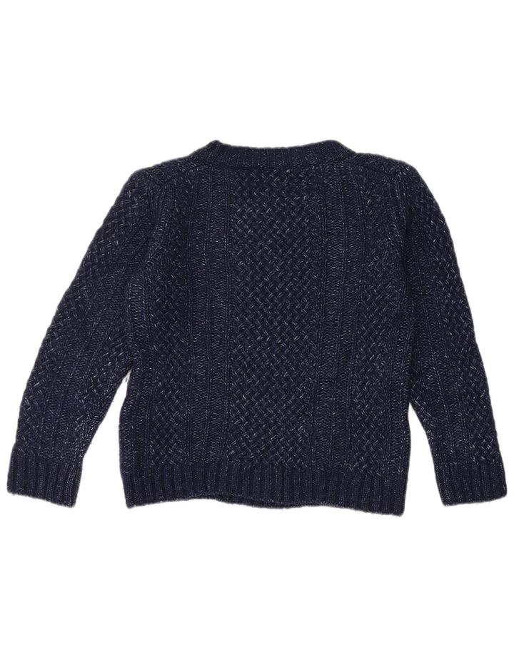 Massimo Dutti Womens Boat Neck Jumper Sweater UK 12 Medium Navy Blue