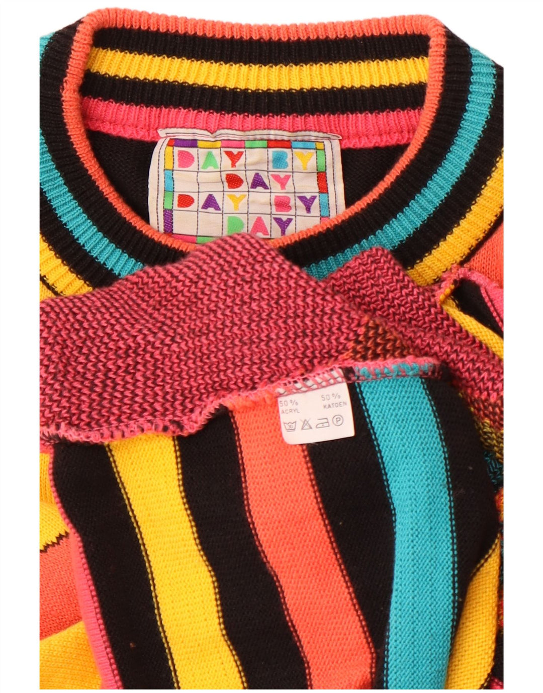 VINTAGE Womens Crew Neck Jumper Sweater UK 16 Large Multicoloured