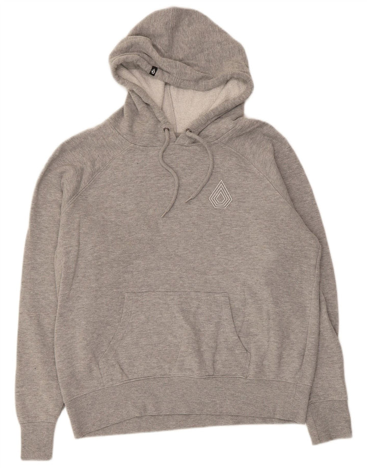 Volcom Womens Hoodie Jumper US 10 Large Grey Cotton