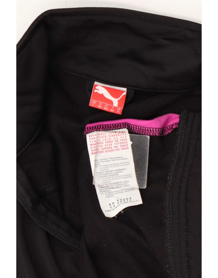 Puma Womens Tracksuit Top Jacket UK 14 Large Black Colourblock Polyester