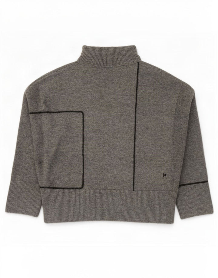 Zara Womens Oversized Roll Neck Jumper Sweater UK 14 Medium Grey Acrylic
