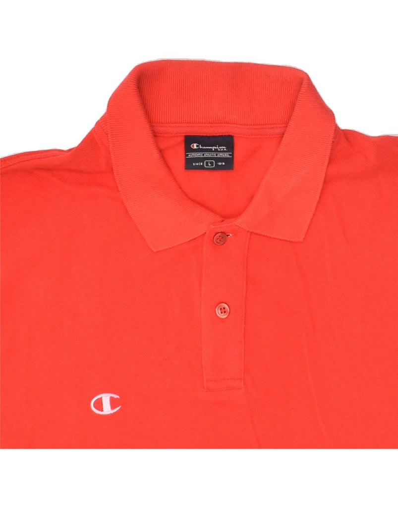 CHAMPION Mens Polo Shirt Large Red Cotton | Vintage Champion | Thrift | Second-Hand Champion | Used Clothing | Messina Hembry 