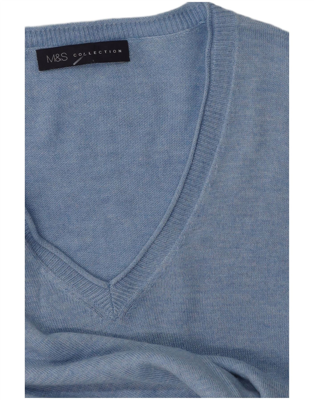 Marks & Spencer Womens V-Neck Jumper Sweater UK 14 Medium Blue