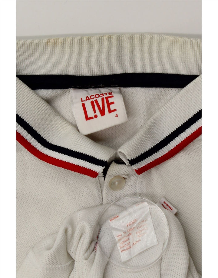 LACOSTE Mens Polo Shirt Size 4 Medium White Cotton