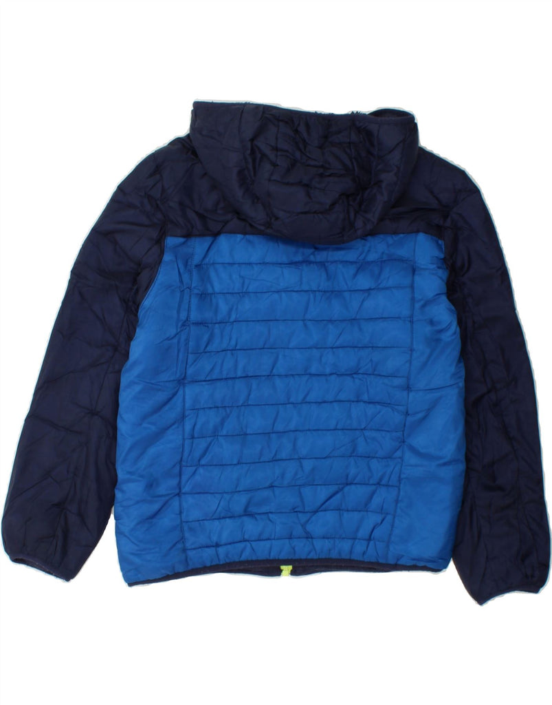 EDDIE BAUER Boys Hooded Padded Jacket 10-11 Years Blue Colourblock Vintage Eddie Bauer and Second-Hand Eddie Bauer from Messina Hembry 