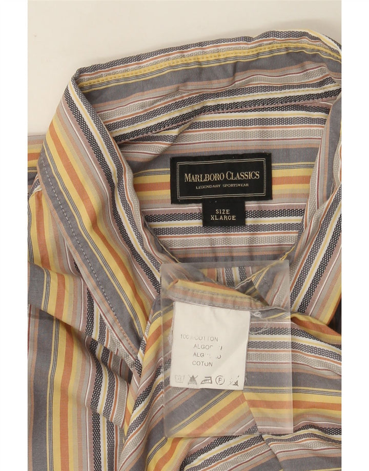 Marlboro Classics Mens Shirt XL Grey Striped Cotton