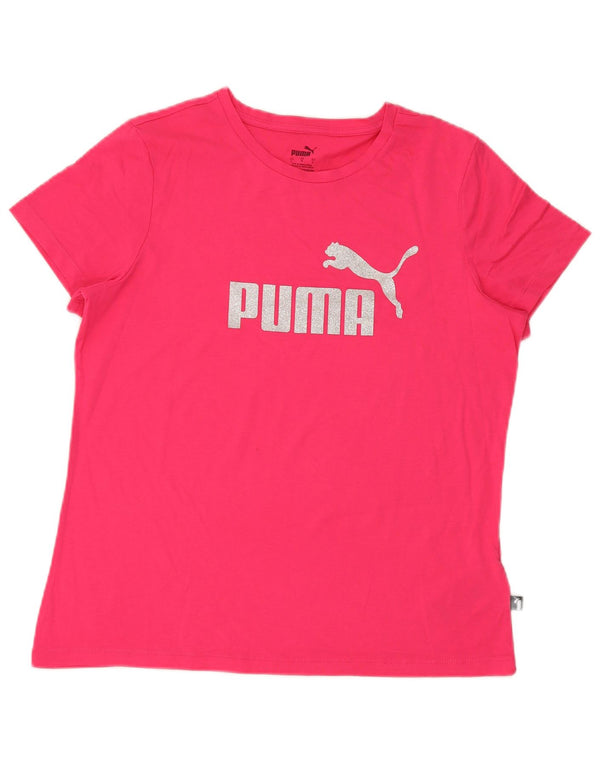 Puma Womens Graphic T-Shirt Top UK 16 Large Pink Cotton