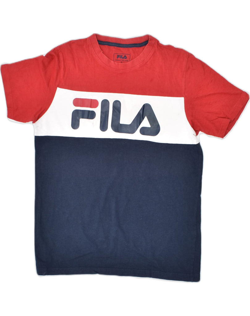 FILA Mens Graphic T-Shirt Top Small Multicoloured Colourblock Cotton | Vintage | Thrift | Second-Hand | Used Clothing | Messina Hembry 