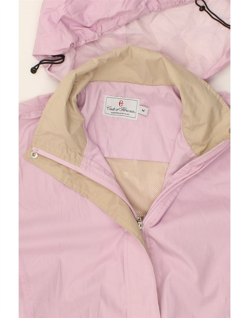 CONTE OF FLORENCE Womens Hooded Rain Jacket UK 12 Medium Pink Polyester | Vintage Conte of Florence | Thrift | Second-Hand Conte of Florence | Used Clothing | Messina Hembry 