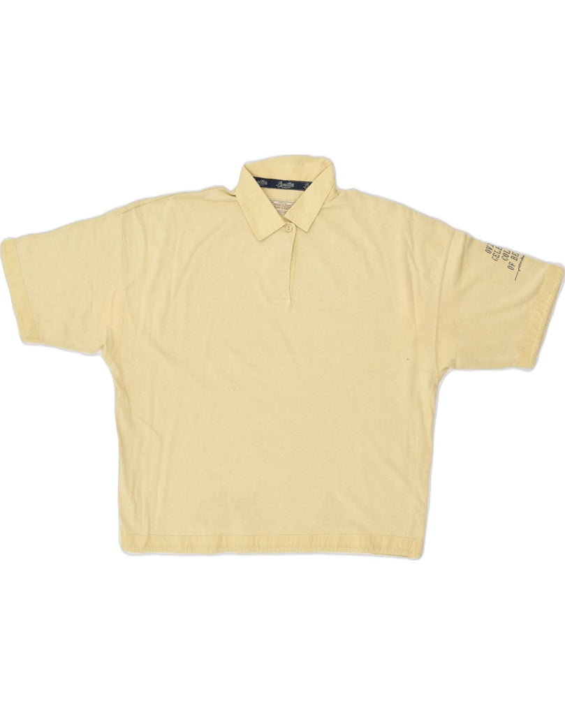 BENETTON Womens Oversized Polo Shirt UK 10 Small Yellow Cotton | Vintage Benetton | Thrift | Second-Hand Benetton | Used Clothing | Messina Hembry 