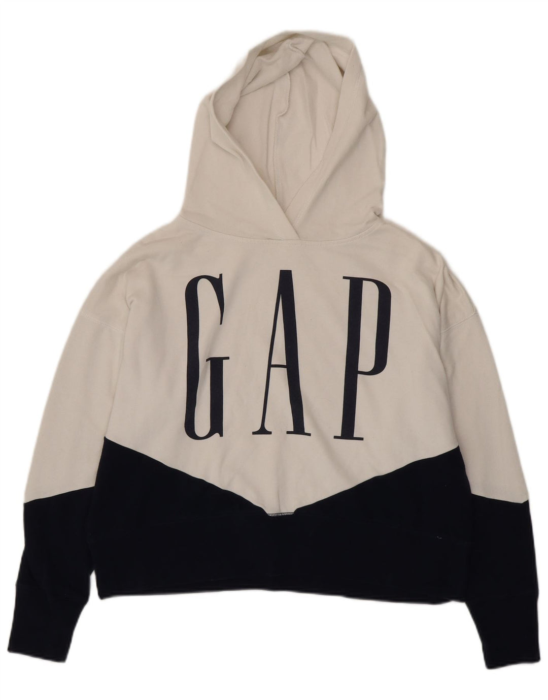 Gap Womens Graphic Oversized Hoodie Jumper UK 14 Medium White Colourblock