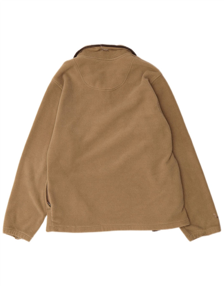 Gant Mens Zip Neck Fleece Jumper Large Beige Polyester