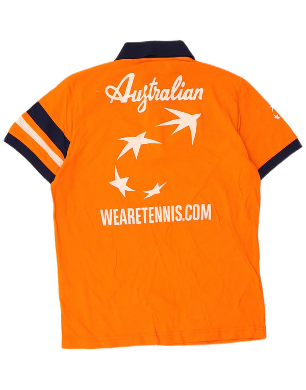 AUSTRALIAN L'ALPINA Mens Polo Shirt Medium Orange Colourblock Cotton