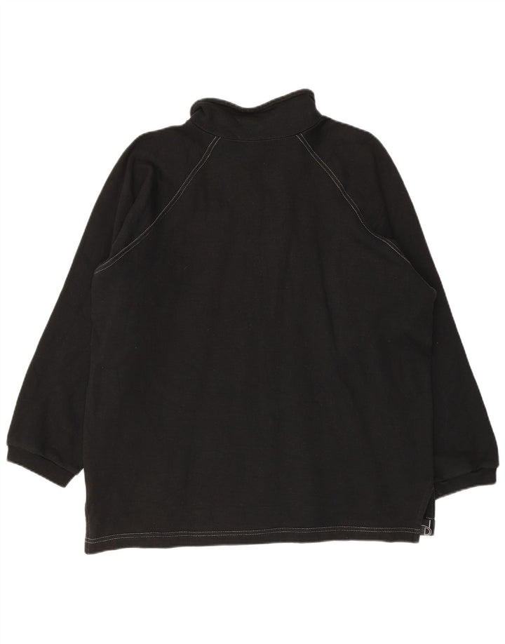 Champion Mens Graphic Zip Neck Sweatshirt Jumper Medium Black Cotton