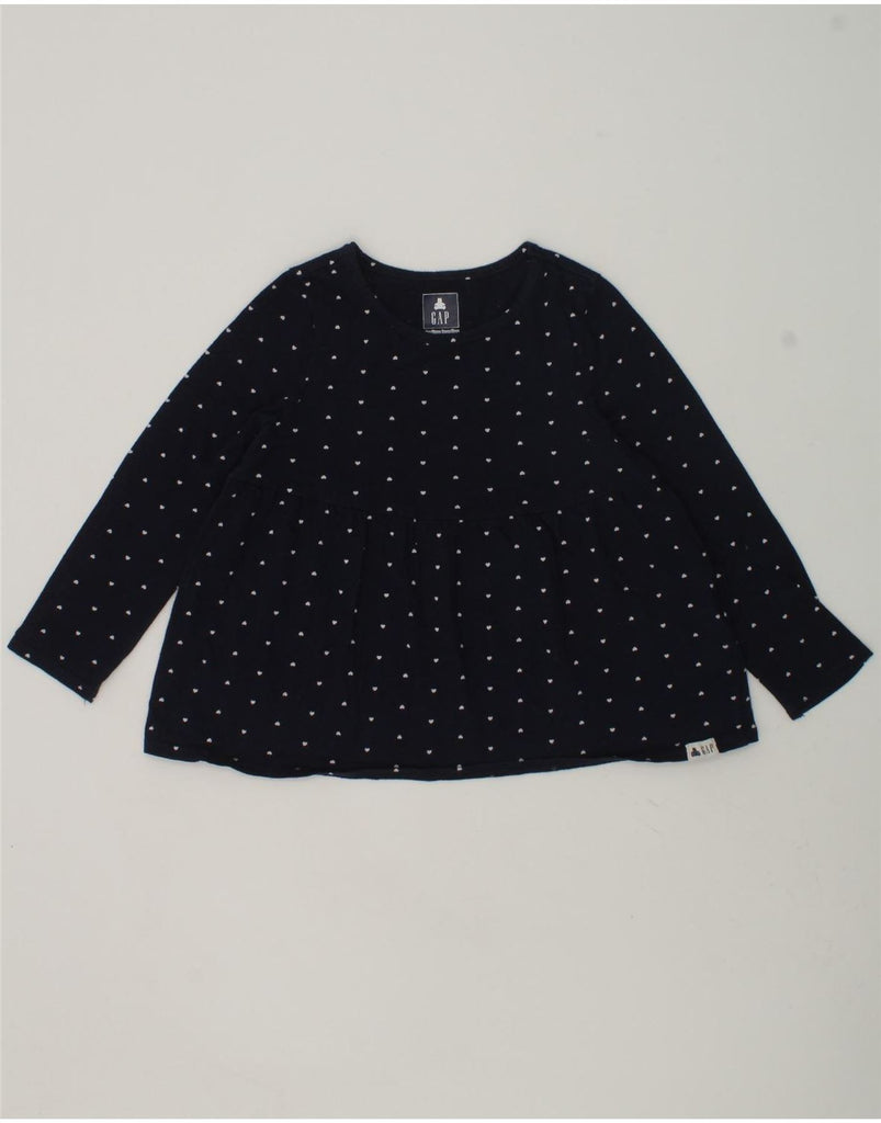 GAP Girls Top Long Sleeve 3-4 Years Navy Blue Spotted Cotton | Vintage Gap | Thrift | Second-Hand Gap | Used Clothing | Messina Hembry 