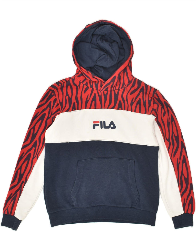 FILA Boys Graphic Hoodie Jumper 11-12 Years Multicoloured Colourblock | Vintage Fila | Thrift | Second-Hand Fila | Used Clothing | Messina Hembry 