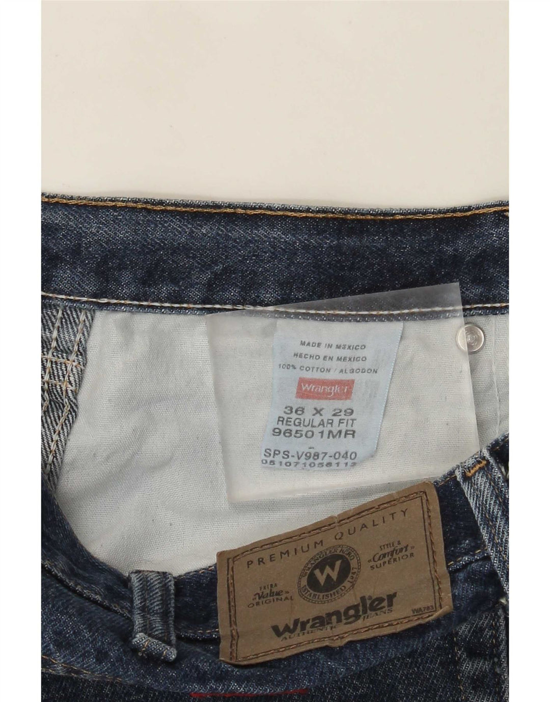 Wrangler Mens Regular Fit Straight Jeans W36 L29 Blue Cotton