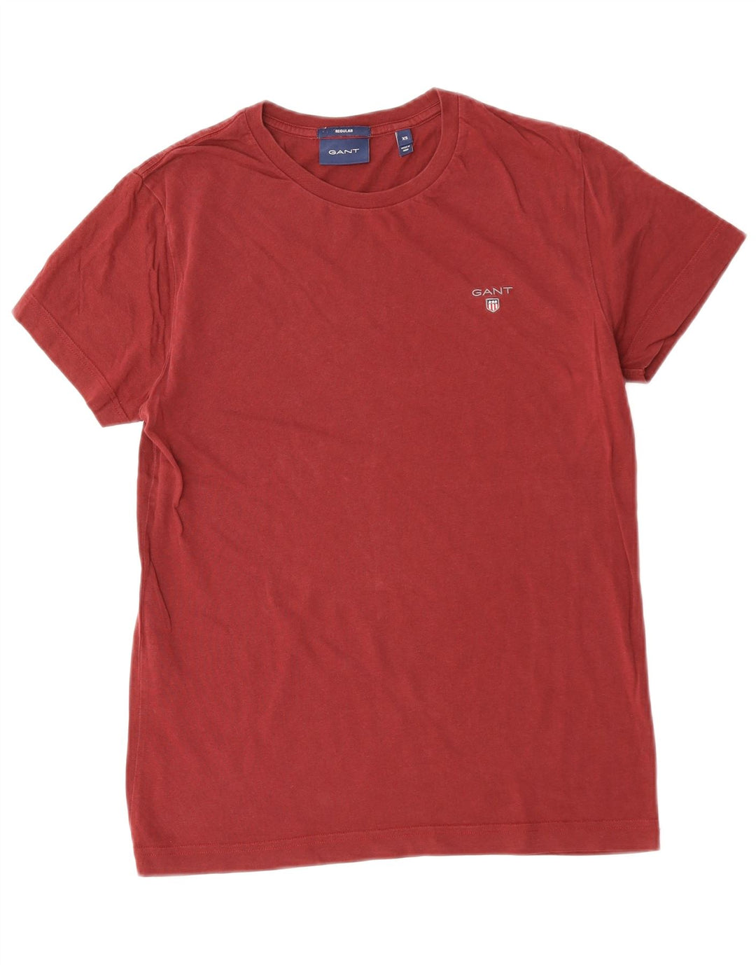 GANT Mens Regular T-Shirt Top XS Burgundy Cotton