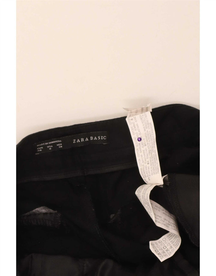 Zara Womens Cropped Trousers EU 40 Medium W30 L24 Black Cotton