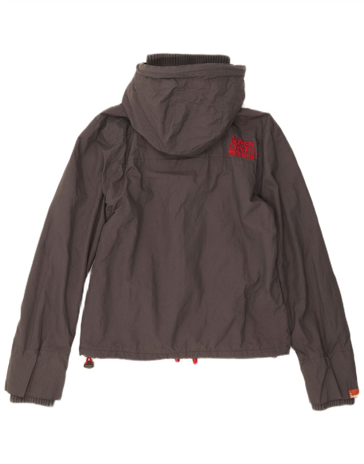 Superdry Womens Graphic Windbreaker Jacket UK 12 Medium Grey