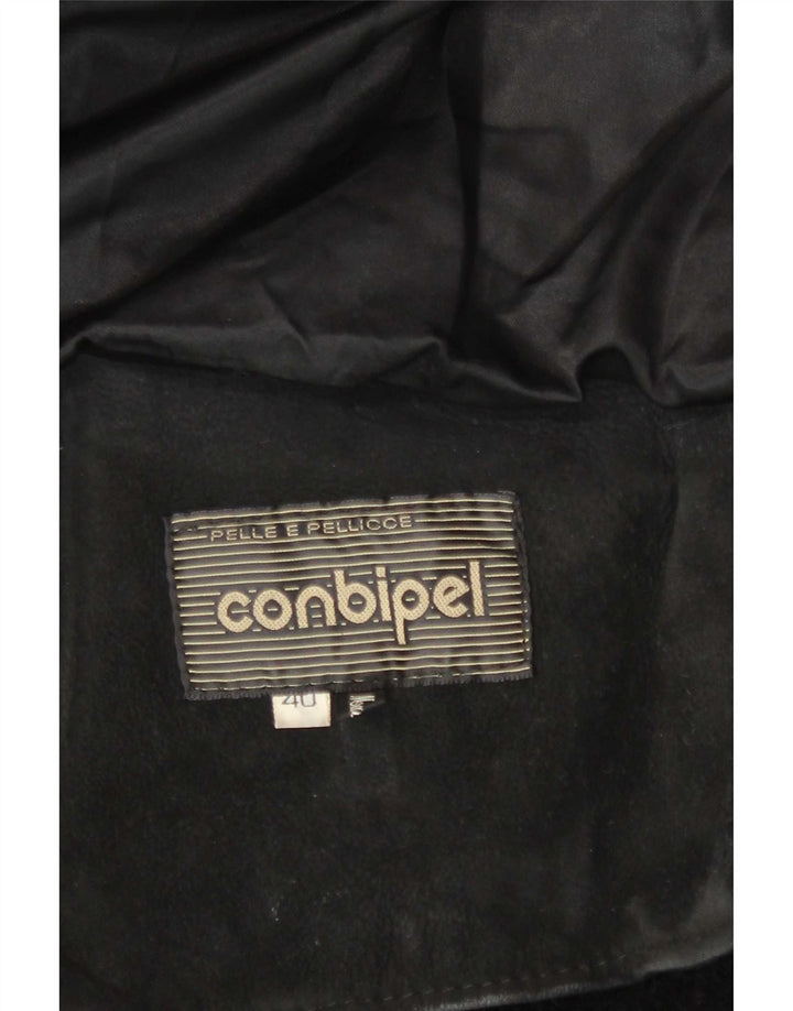 Conbipel Womens Oversized Suede Jacket IT 40 Small Black Animal Print