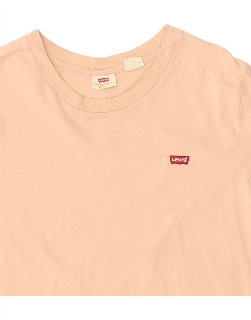 LEVI'S Womens T-Shirt Top UK 14 Large Beige Cotton | Vintage Levi's | Thrift | Second-Hand Levi's | Used Clothing | Messina Hembry 