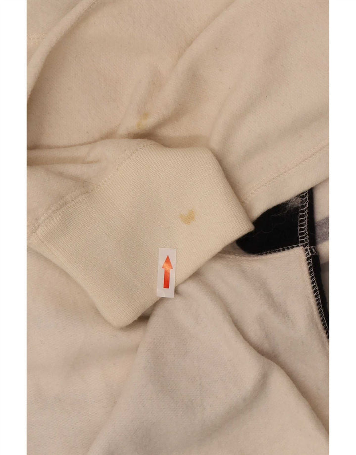 Chaps Mens Button Neck Sweatshirt Jumper 2XL White Colourblock Cotton