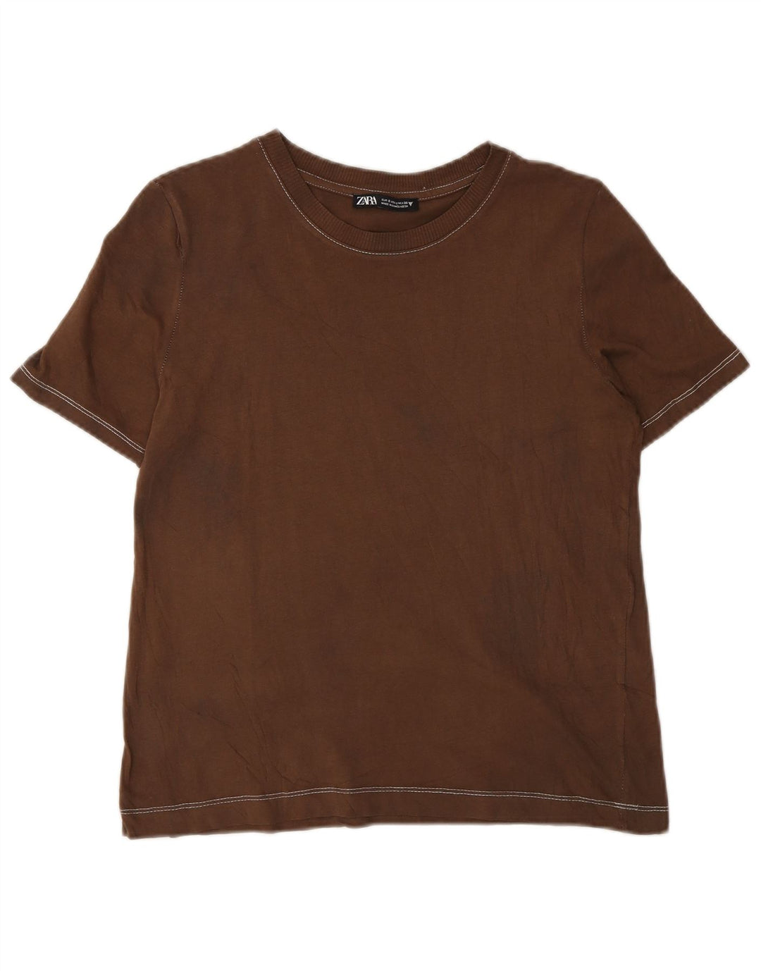 Zara Womens T-Shirt Top UK 10 Small Brown