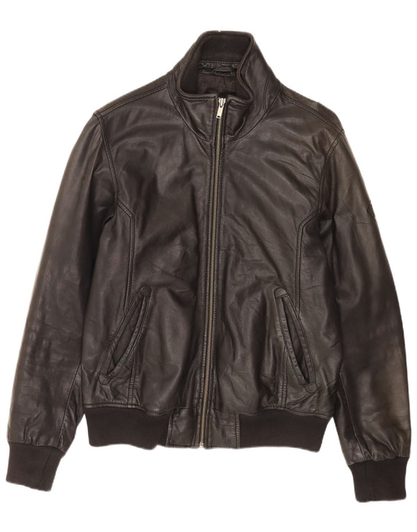 Bomboogie Mens Leather Jacket UK 42 XL Black Leather
