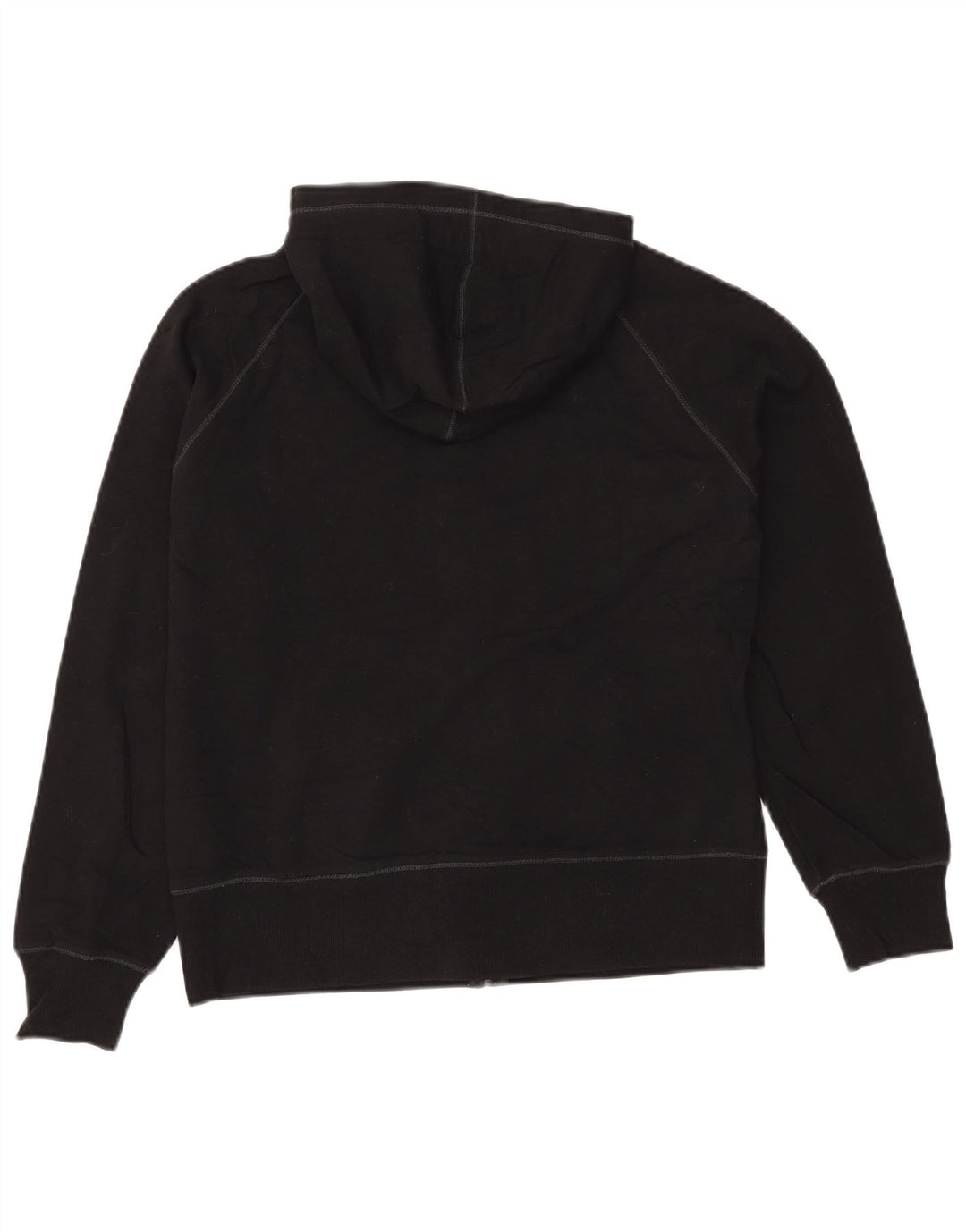 EDDIE BAUER Womens Zip Hoodie Sweater UK 14 Medium Black Cotton