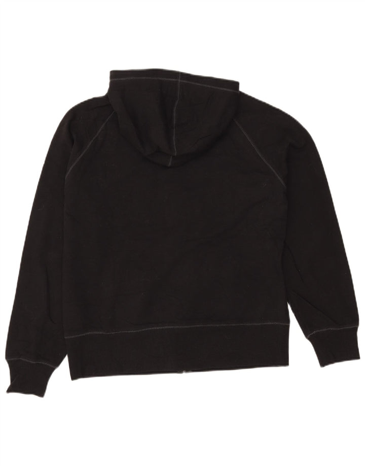 EDDIE BAUER Womens Zip Hoodie Sweater UK 14 Medium Black Cotton