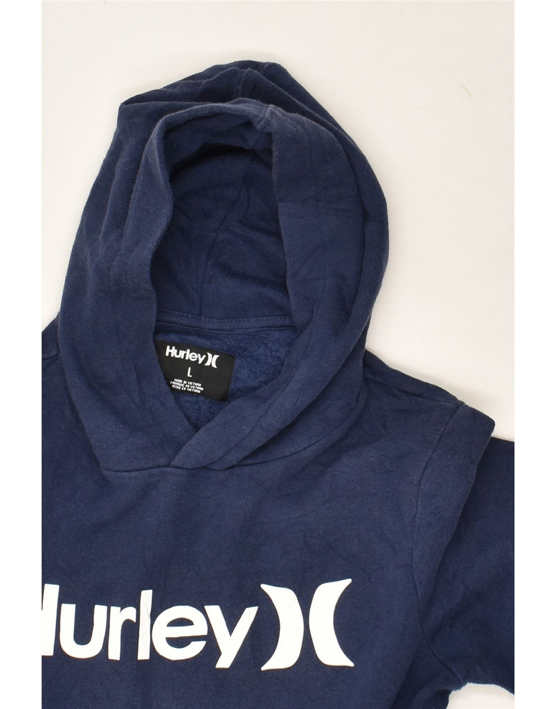 HURLEY Womens Graphic Hoodie Jumper UK 14 Large Blue | Vintage Hurley | Thrift | Second-Hand Hurley | Used Clothing | Messina Hembry 