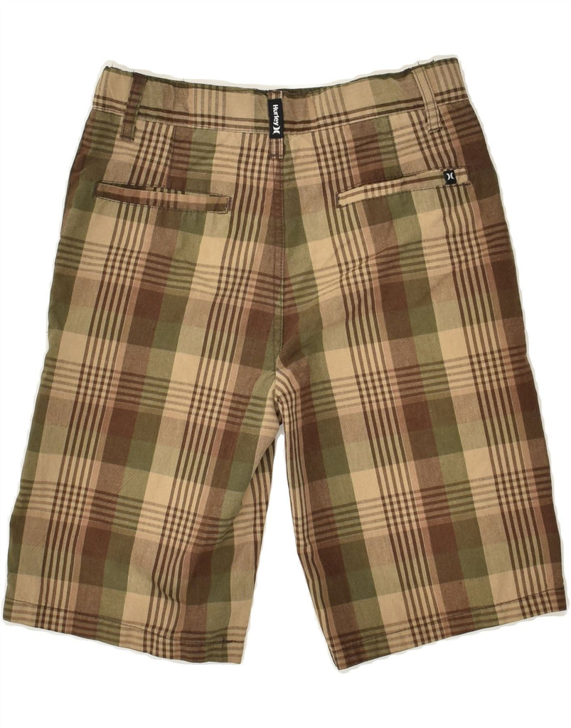 HURLEY Boys Graphic Chino Shorts 9-10 Years W24 Brown Check Cotton | Vintage Hurley | Thrift | Second-Hand Hurley | Used Clothing | Messina Hembry 