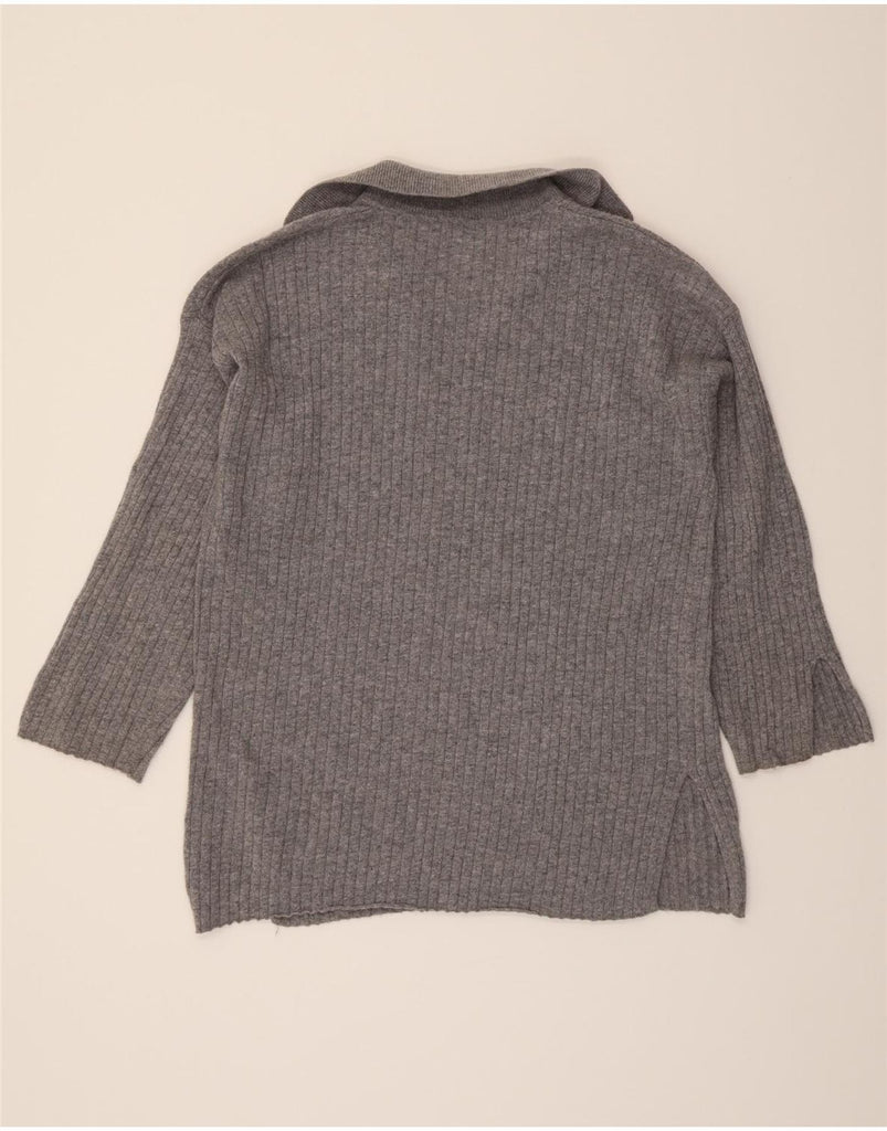 BENETTON Womens Polo Neck Jumper Sweater UK 18 XL Grey Wool Vintage Benetton and Second-Hand Benetton from Messina Hembry 