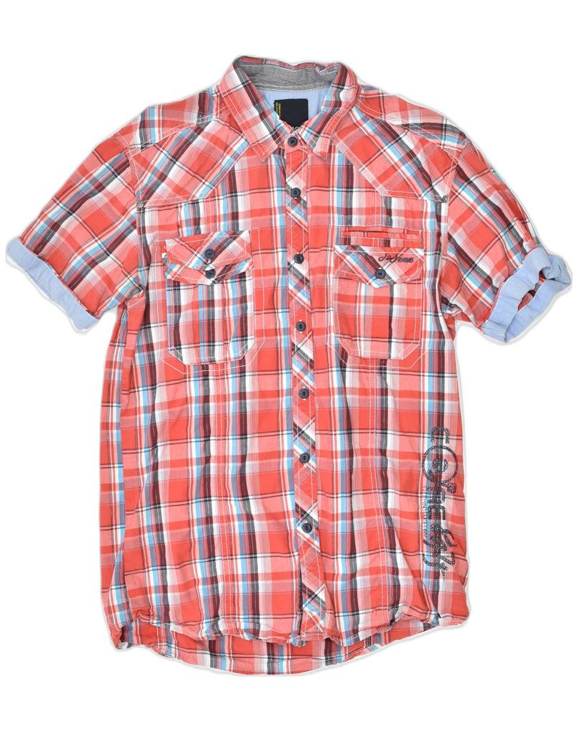 JACK & JONES Mens Short Sleeve Shirt Large Red Check Cotton | Vintage | Thrift | Second-Hand | Used Clothing | Messina Hembry 