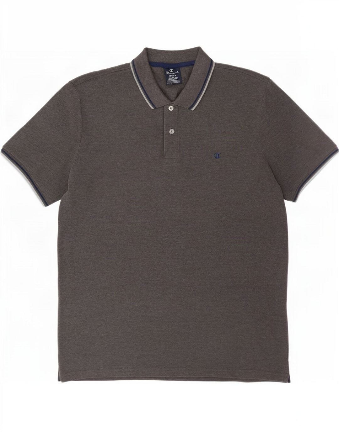 Champion Mens Polo Shirt Large Grey Striped Cotton