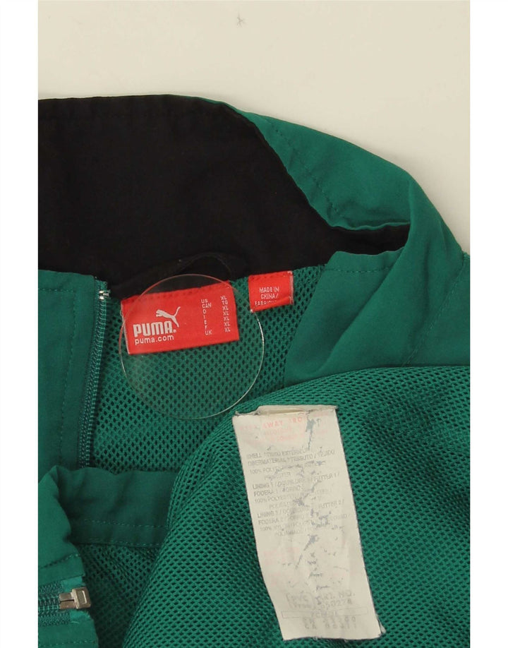 Puma Mens Graphic Tracksuit Top Jacket XL Green Colourblock Polyester