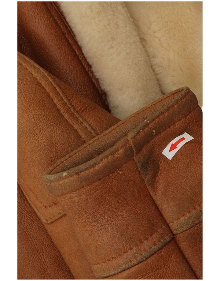 Vintage Mens Shearling Jacket UK 40 Large Brown Shearling
