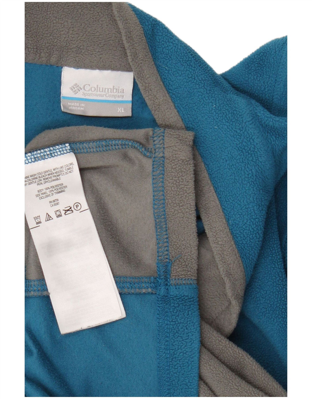 Columbia Mens Zip Neck Fleece Jumper XL Blue Colourblock Polyester
