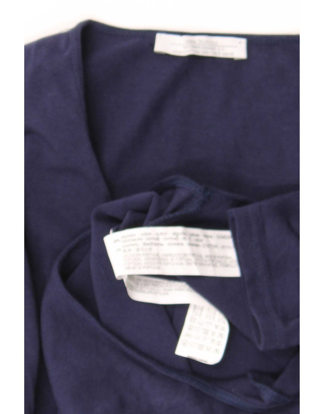 Zara Womens 3/4 Sleeve Bodysuit UK 8 Small Navy Blue Cotton