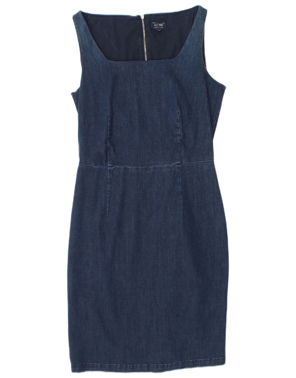 Armani Jeans Womens Sleeveless Denim Dress IT 46 Large Navy Blue Cotton