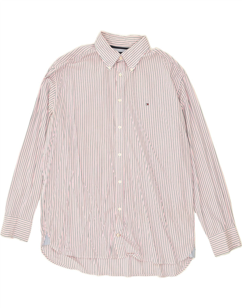 TOMMY HILFIGER Mens Shirt 2XL Pink Pinstripe Cotton | Vintage Tommy Hilfiger | Thrift | Second-Hand Tommy Hilfiger | Used Clothing | Messina Hembry 