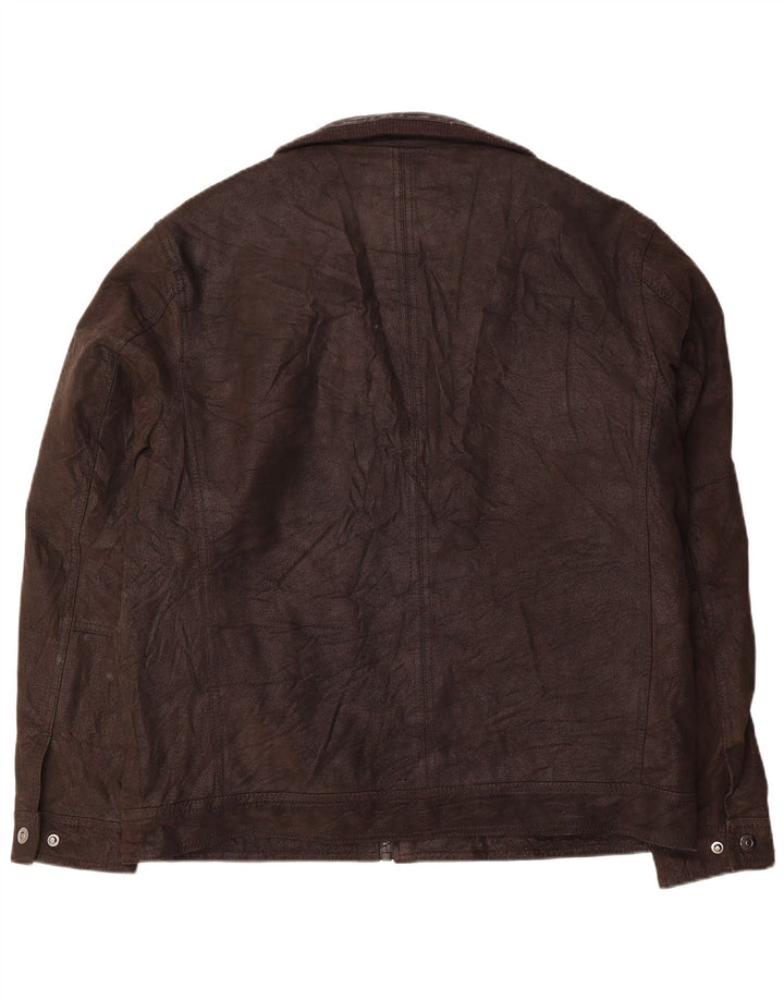 Angelo Litrico Mens Leather Jacket UK 42 XL Brown Leather
