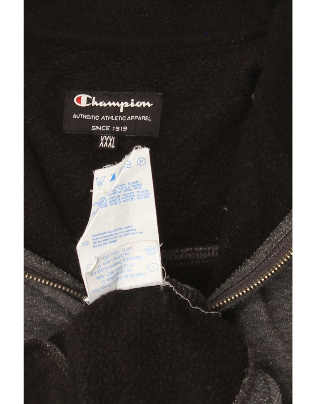 Champion Mens Zip Neck Sweatshirt Jumper 3XL Grey Cotton