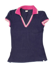 FAY Womens Polo Shirt UK 4 XS Navy Blue Cotton